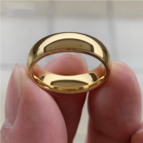 18K Yellow Gold Filled Ring Band Gorgeous Smooth Solid Round Band Size 7 - Picture 2 of 5